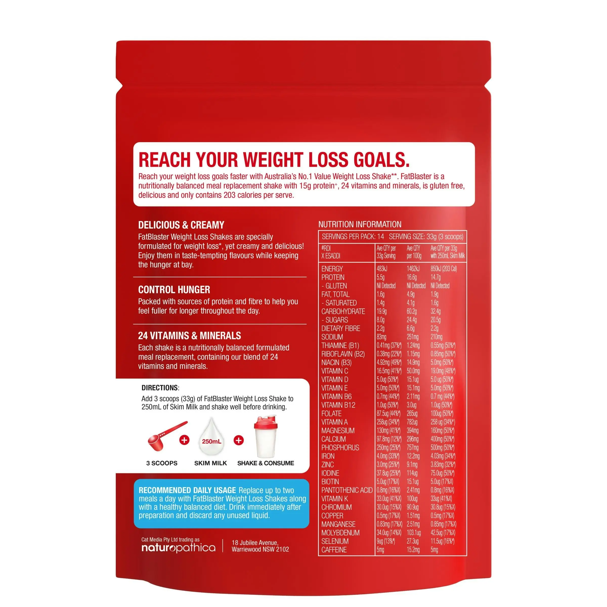 FatBlaster Weight Loss Shake Vanilla 465g