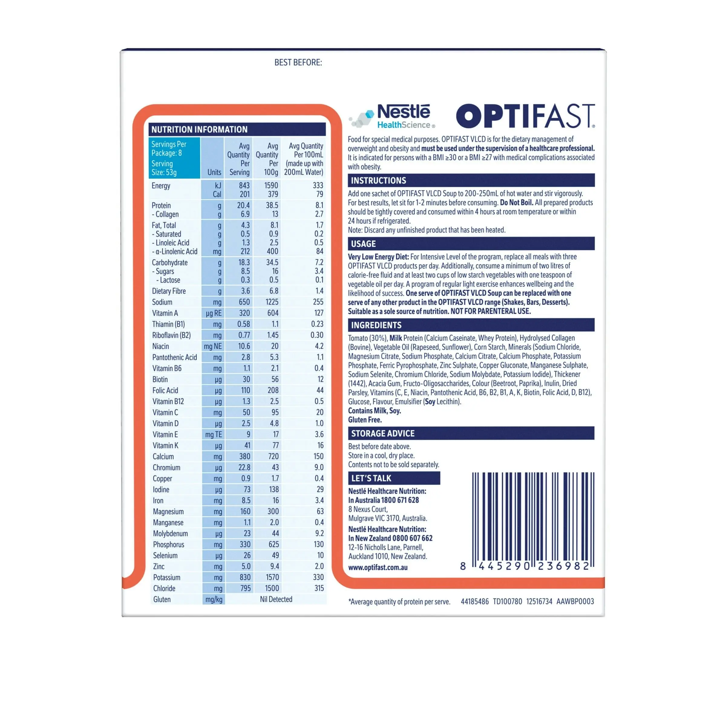 OPTIFAST VLCD Tomato Soup 8x53g