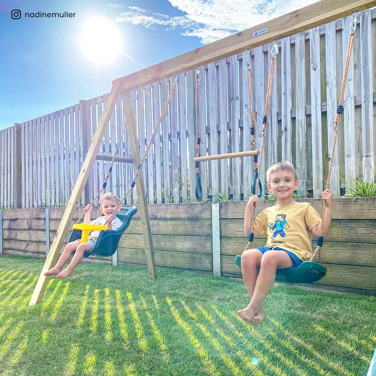 Winston 4-Station Timber Swing Set with Slide