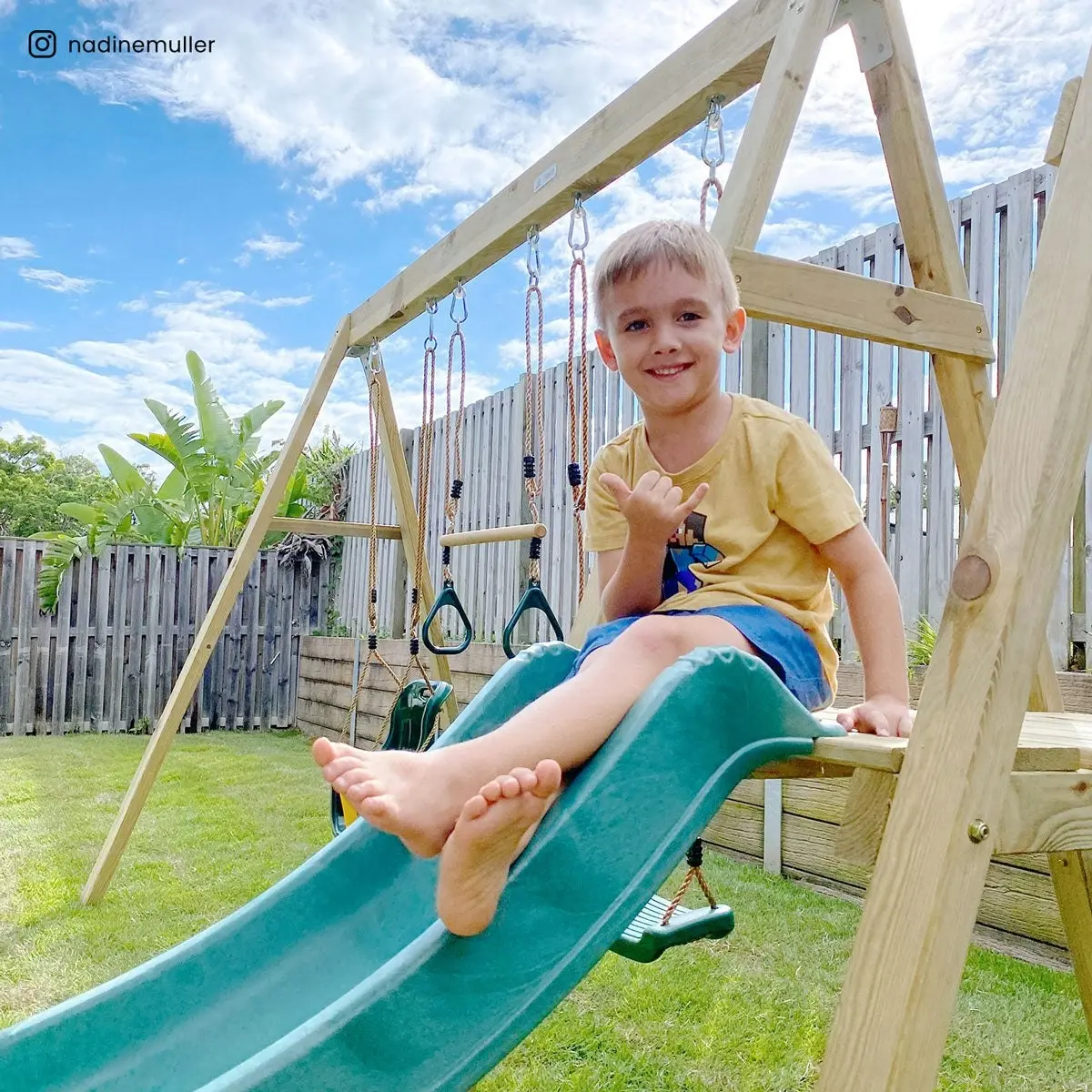 Winston 4-Station Timber Swing Set with Slide