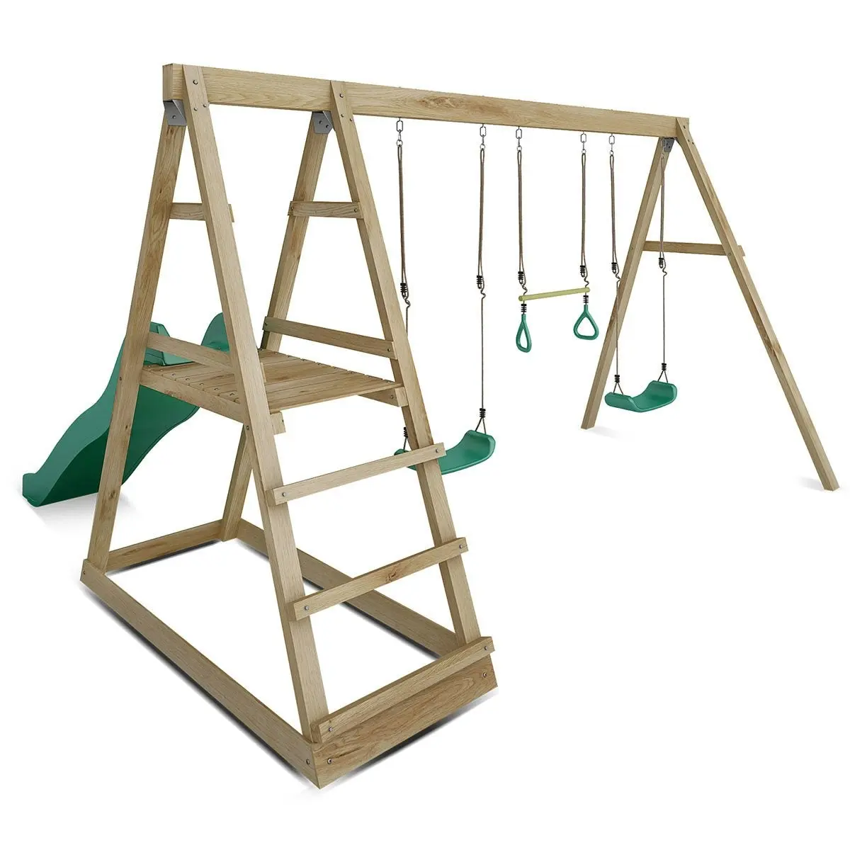 Winston 4-Station Timber Swing Set with Slide