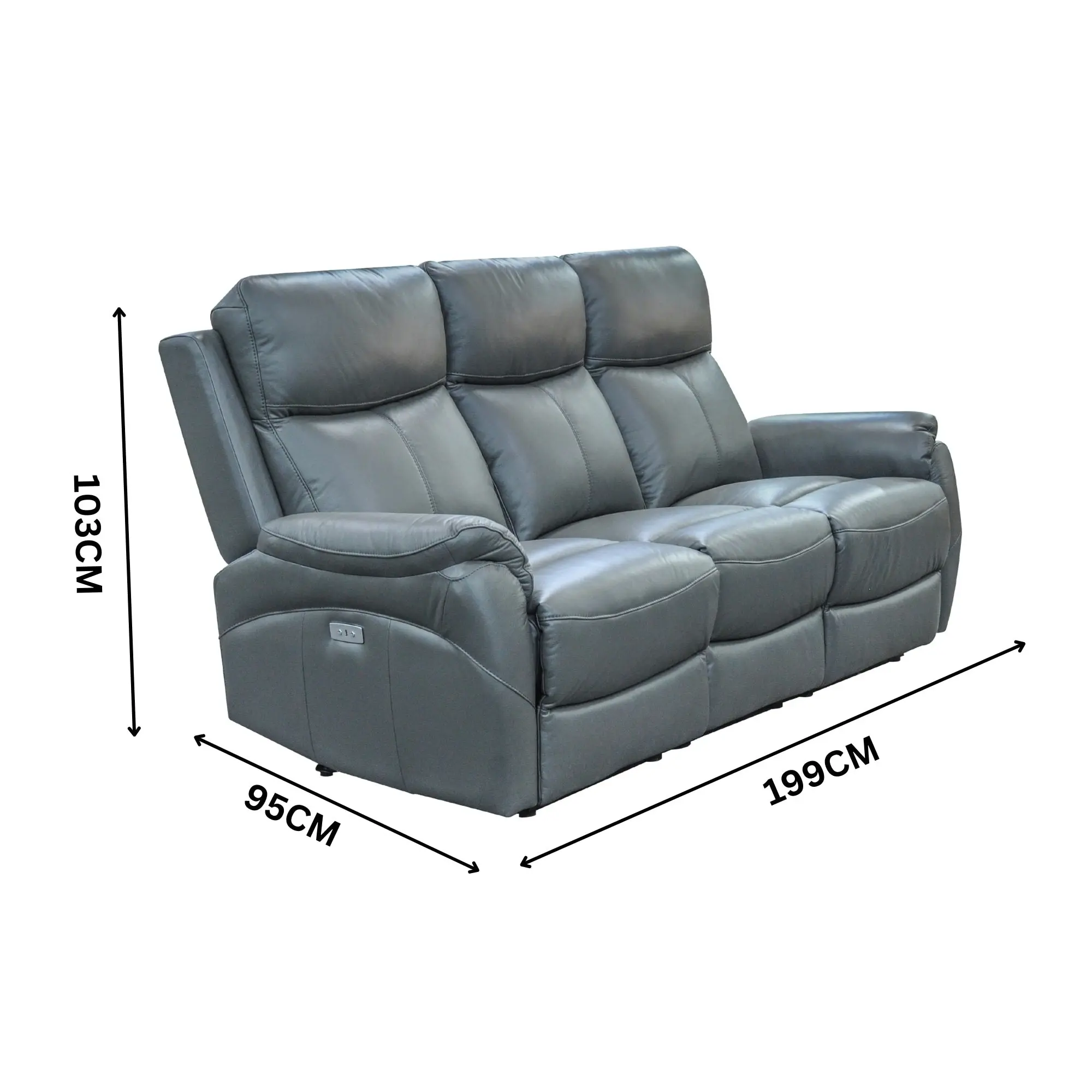 Berkeley 3+1+1 Electric Leather Recliner Sofa Set Gunmetal