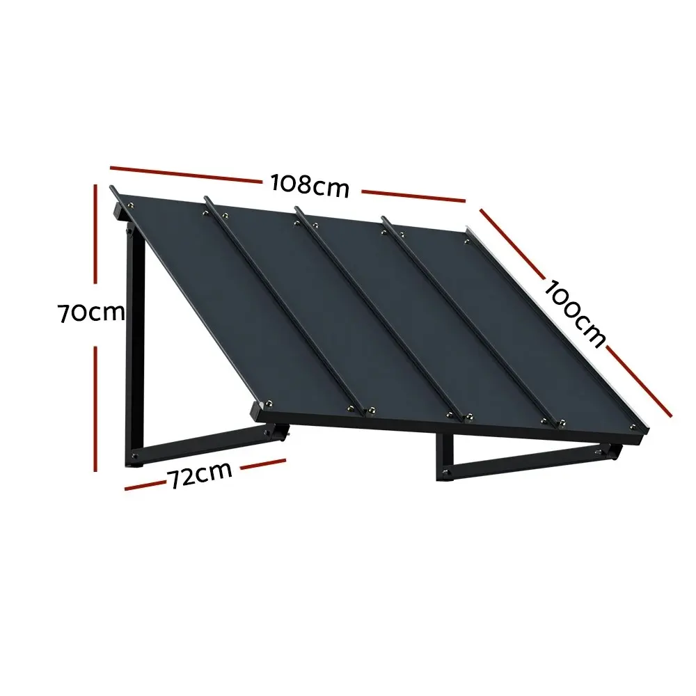 Instahut Window Door Awning Canopy 1mx1.2m Black Metal Frame