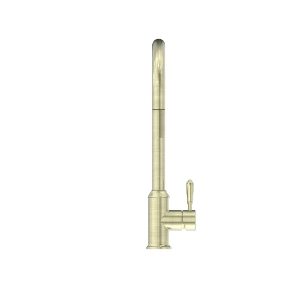 Nero York Pull Out Sink Mixer with Vegie Spray Function with Metal Lever Aged Brass NR69210802AB