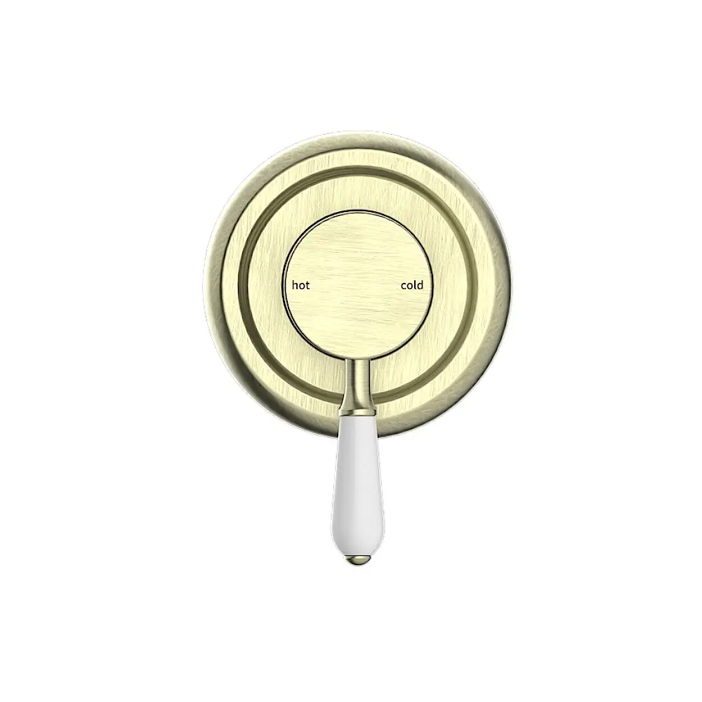 Nero York Shower Mixer with White Porcelain Lever Aged Brass NR69210901AB