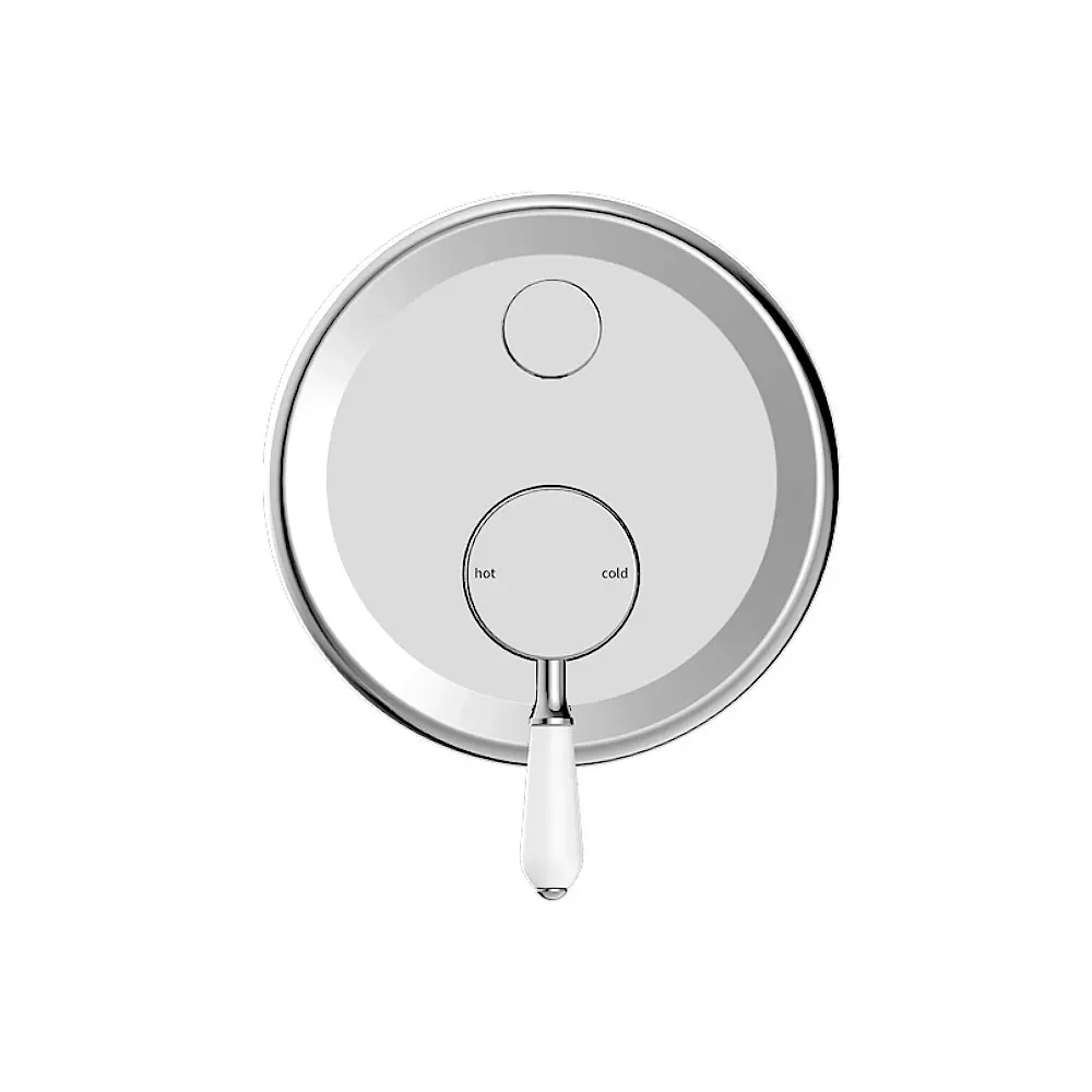 Nero York Shower Mixer with Diverter with White Porcelain Lever Chrome NR692109a01CH