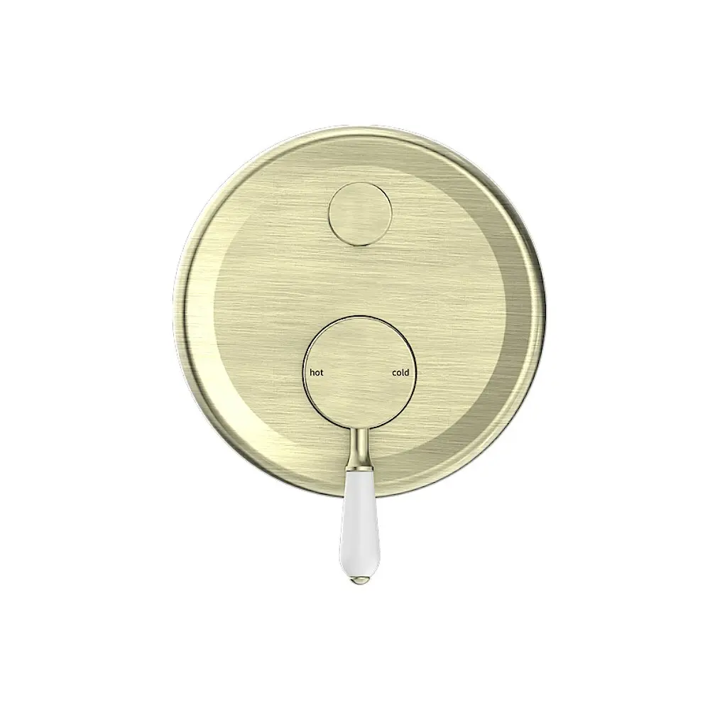 Nero York Shower Mixer with Diverter with White Porcelain Lever Aged Brass NR692109a01AB