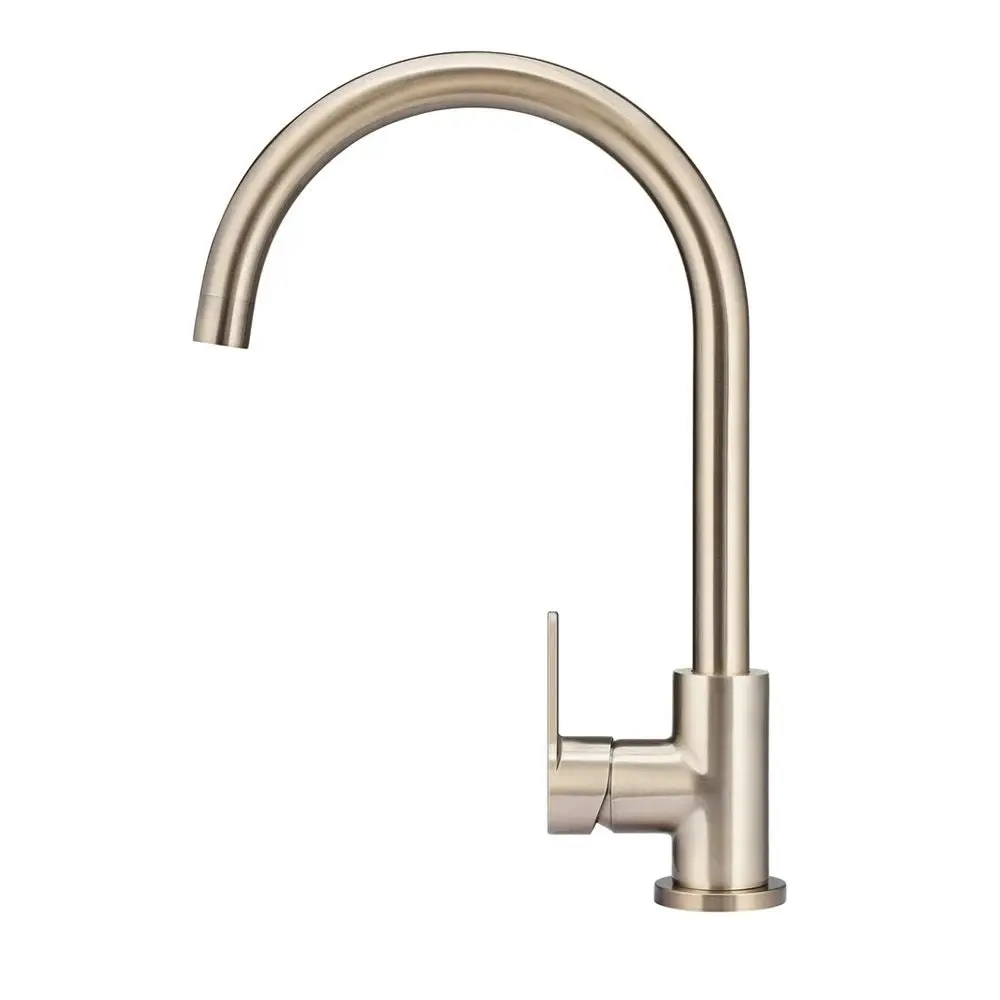 Meir Round Gooseneck Kitchen Mixer Tap Champagne MK03PD-CH