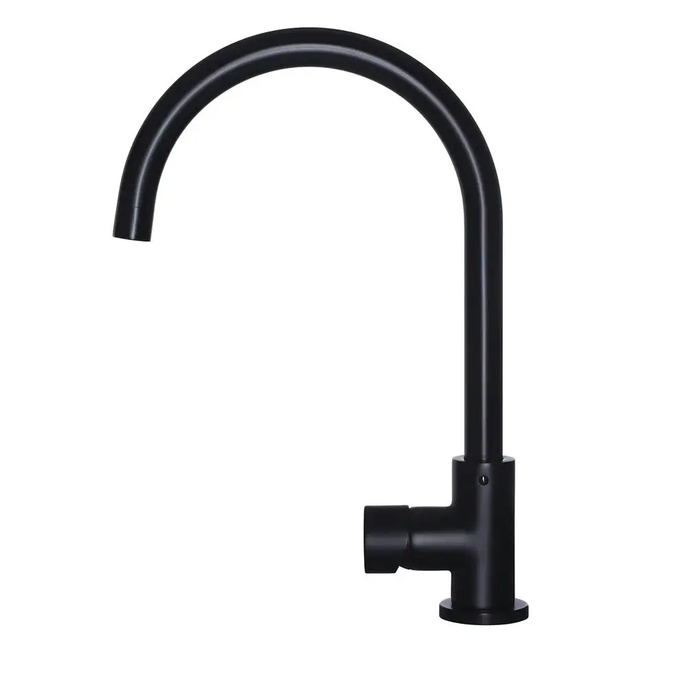 Meir Round Gooseneck Kitchen Mixer Tap Matte Black MK03PN