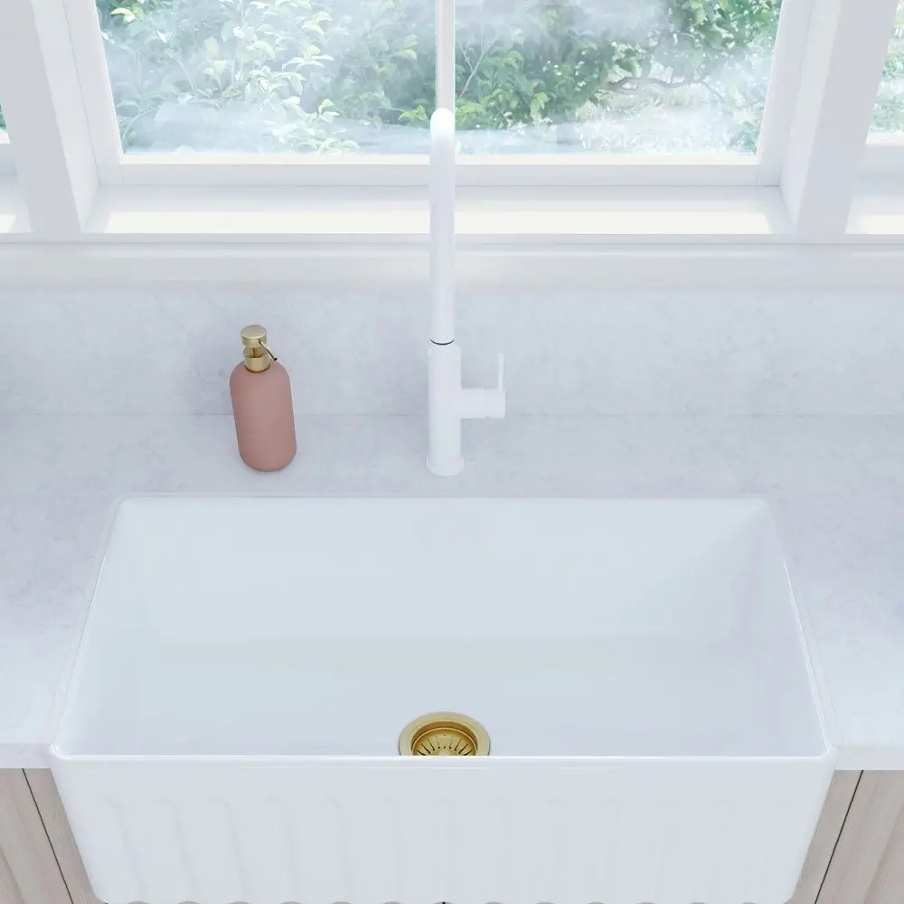 Fienza Kaya Pull Out Sink Mixer Matte White 228108MW