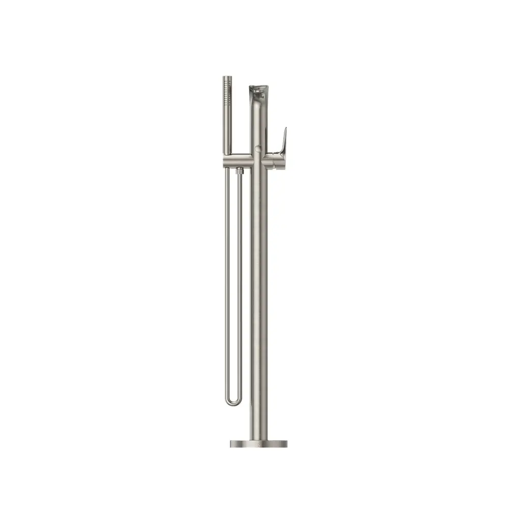 Nero Bianca Floor Standing Bath Mixer With Hand Shower Brushed Nickel NR321503ABN