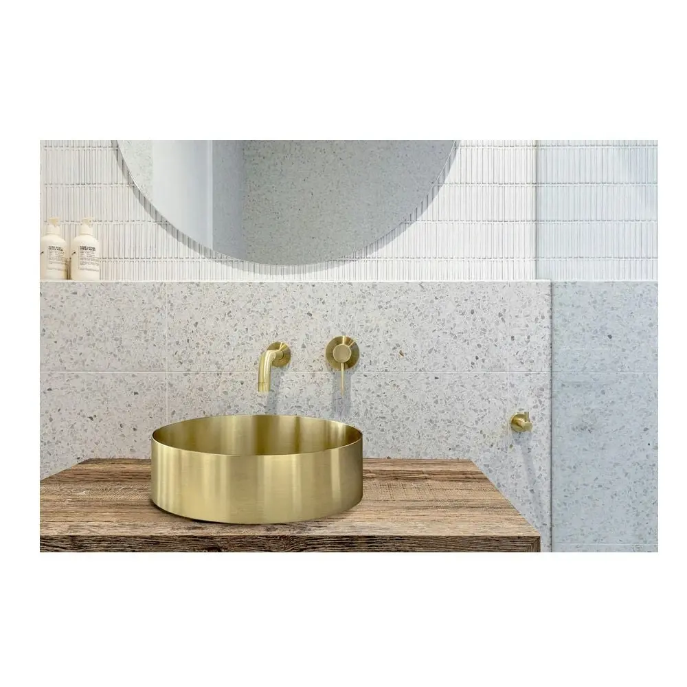 Meir Steel Round Bathroom Basin 380 x 110 Tiger Bronze MBRP-380110-PVDBB