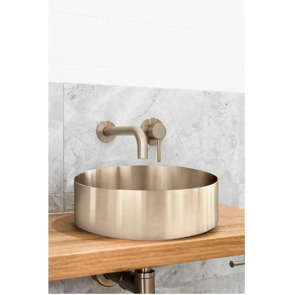 Meir Steel Round Bathroom Basin 380 x 110 Champagne MBRP-380110-PVDCH