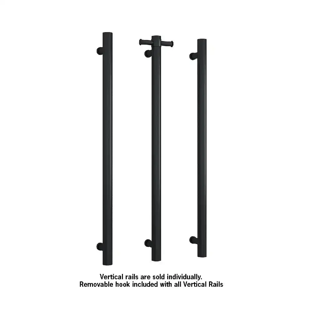 Thermogroup Round Vertical Bar 900x142x100mm (240V Heated) Matte Black VSH900HB