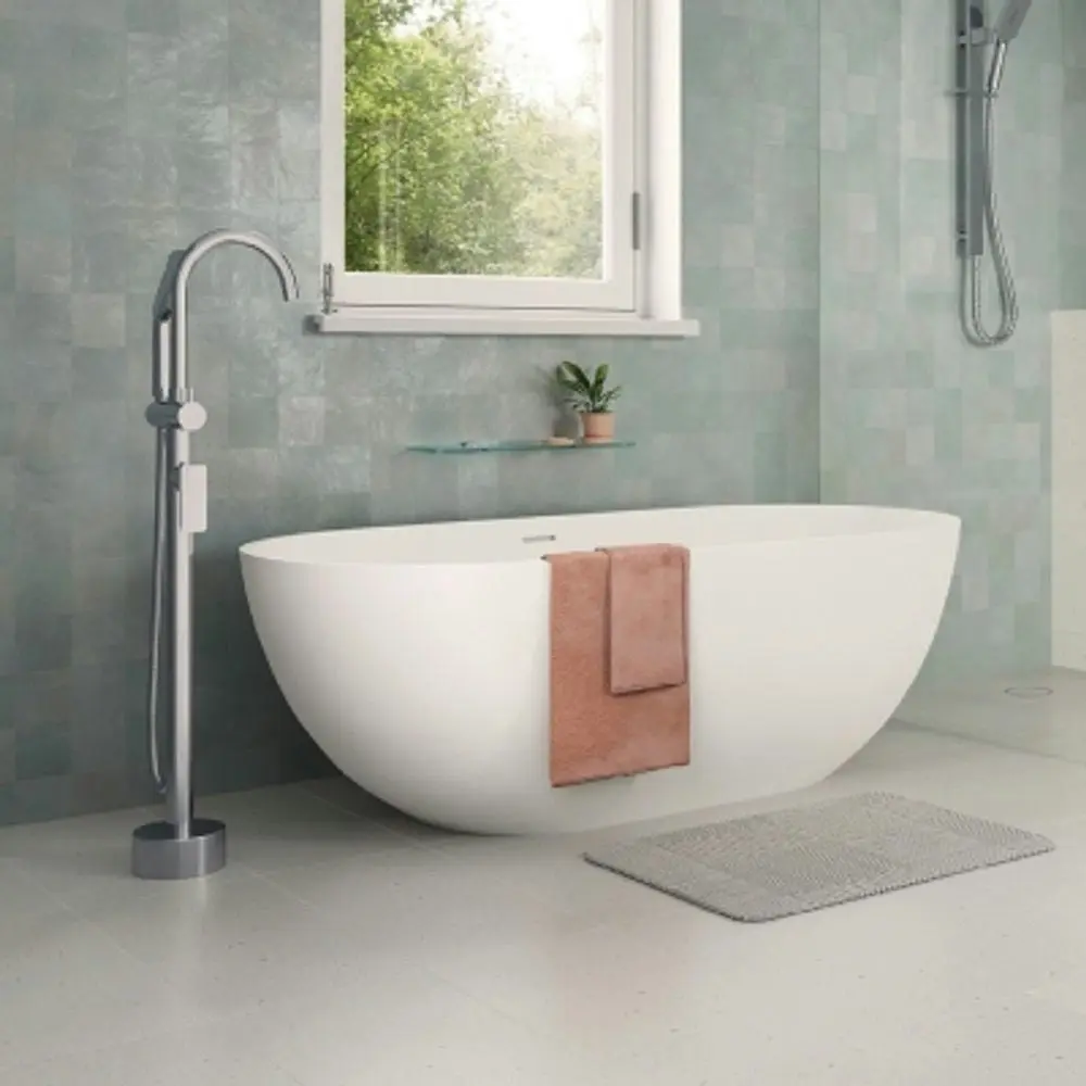 Fienza Tono Floor Mounted Bath Mixer with Hand Shower Chrome 233113