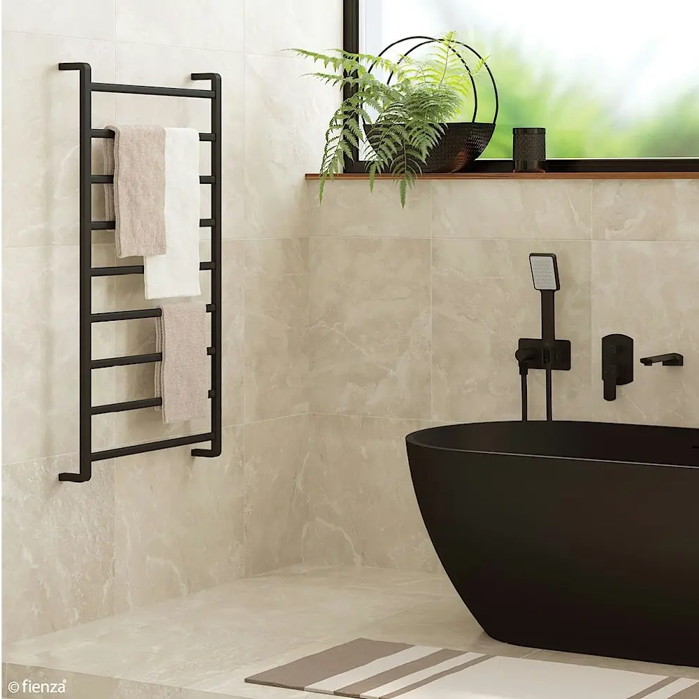 Fienza Koko Heated Towel Ladder 600x1200mm 9 Bars Matte Black 89060120MB