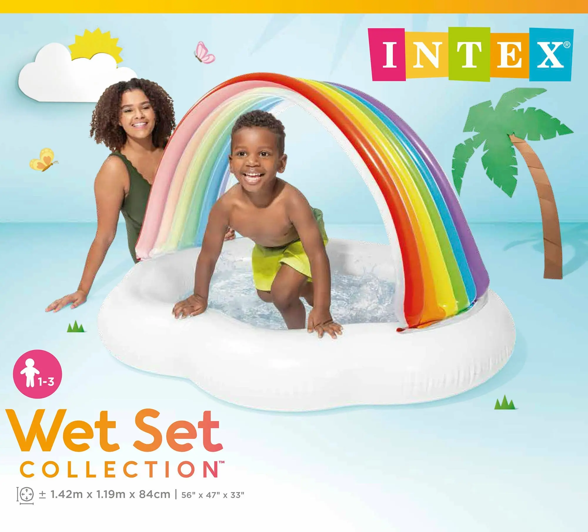 Intex Rainbow Cloud Inflatable Spray Baby Pool 57141