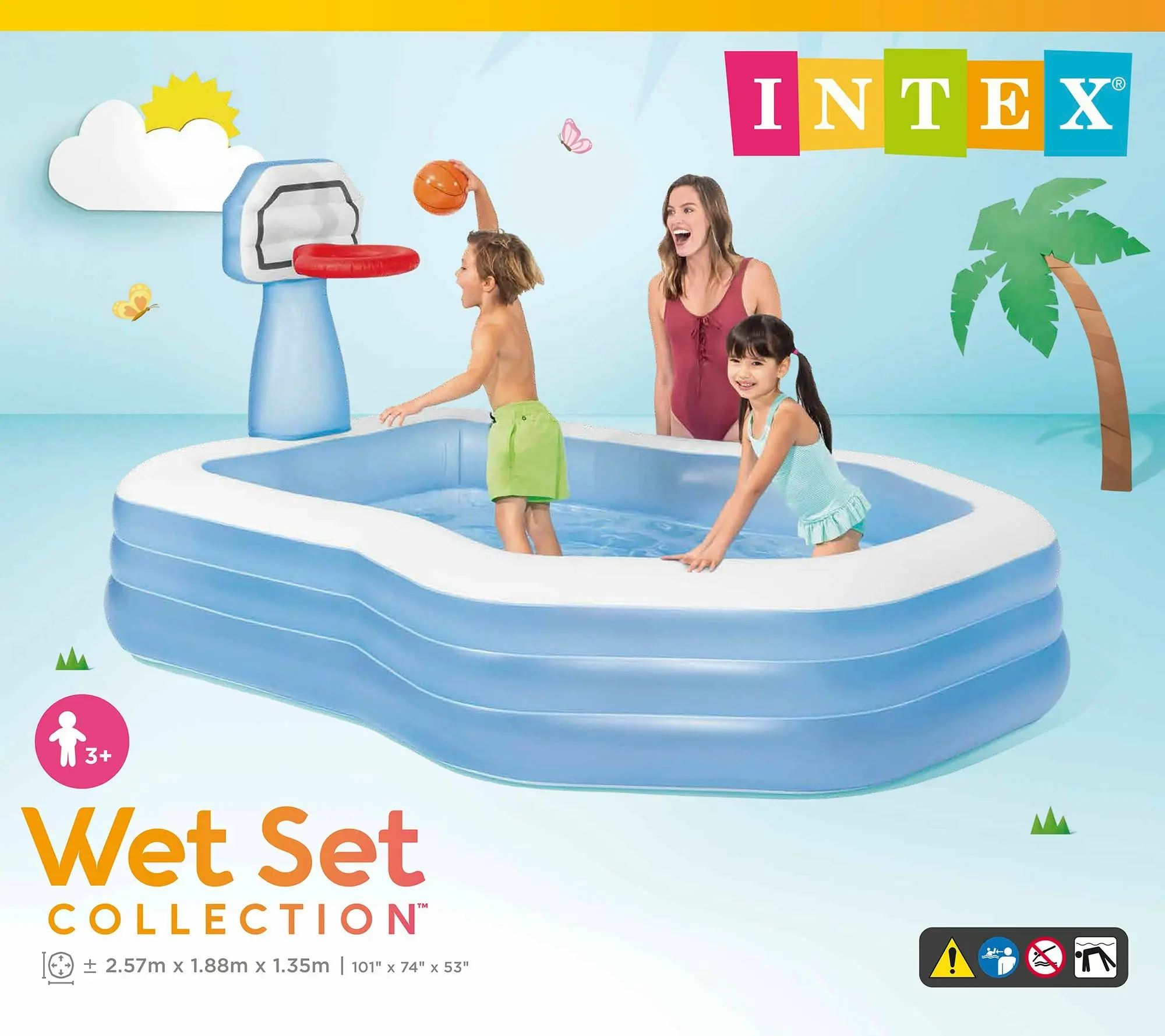 Intex Swim Center Shootin' Hoops Inflatable Pool 2.57m x 1.88m 57183