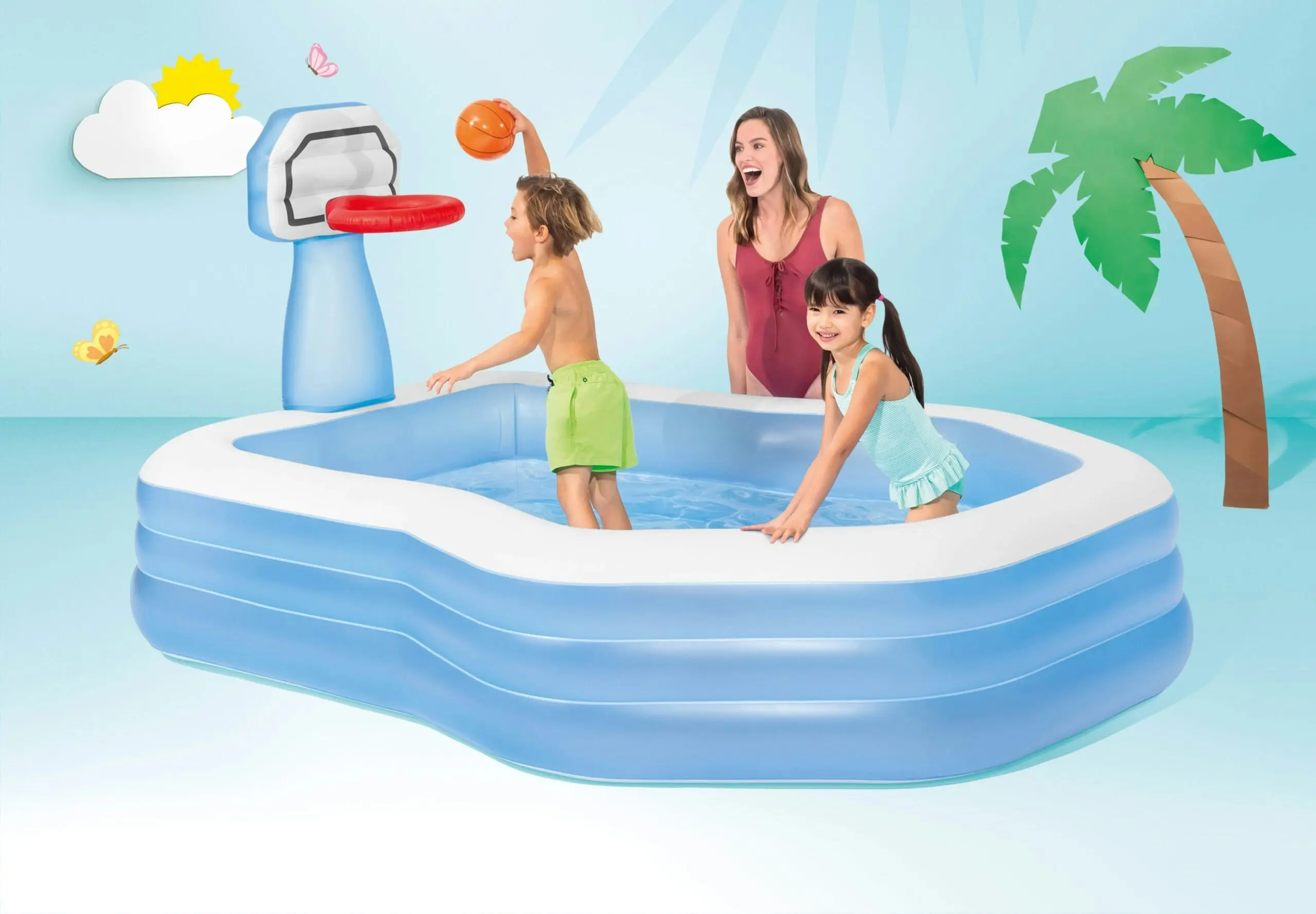 Intex Swim Center Shootin' Hoops Inflatable Pool 2.57m x 1.88m 57183