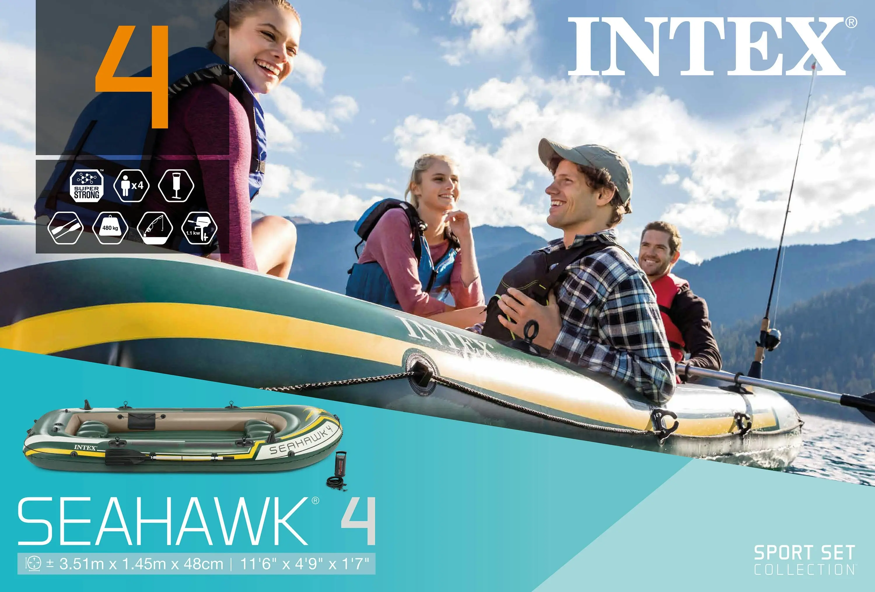 Intex Seahawk 4 Boat Set 68351