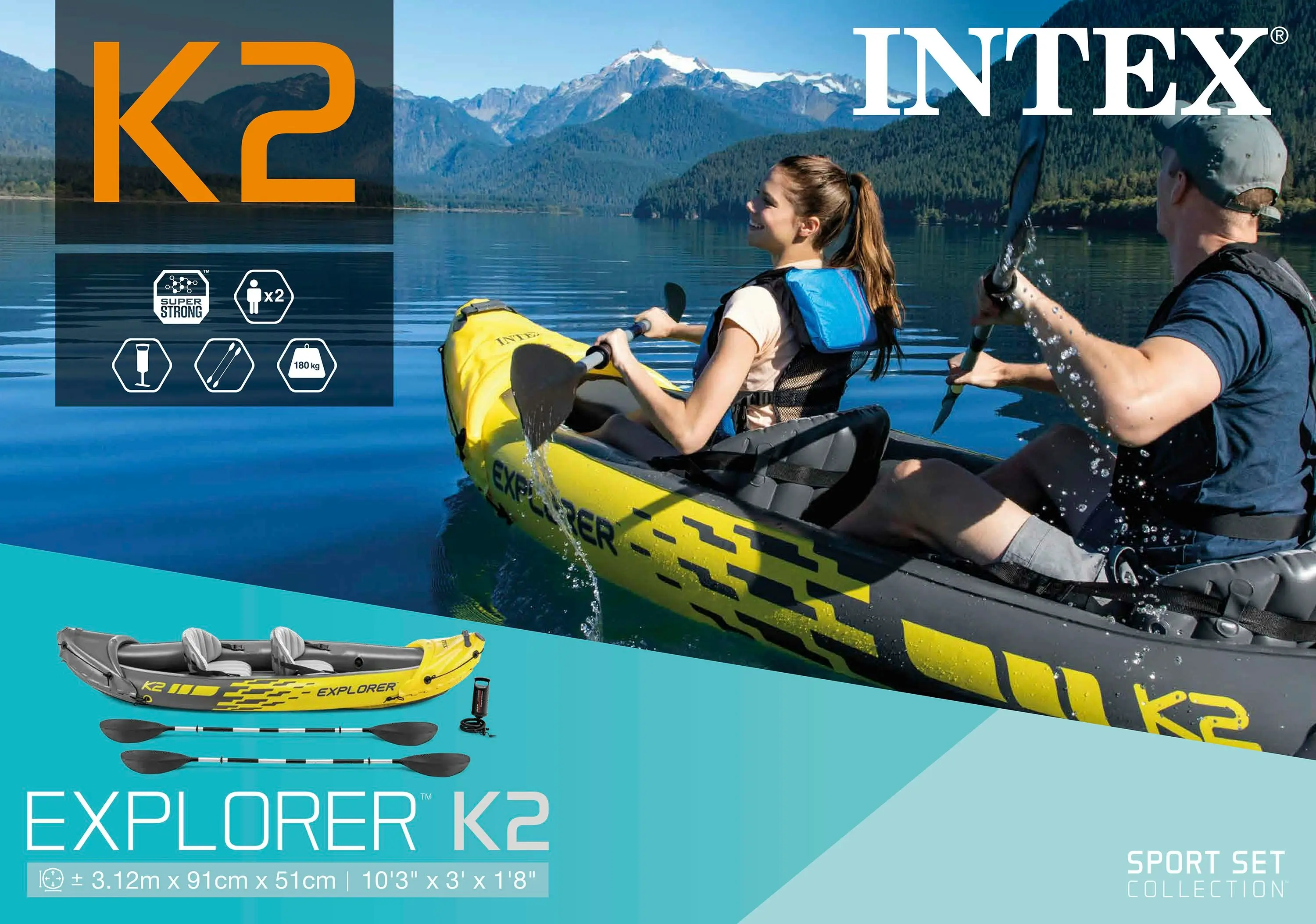 Intex Explorer Inflatable K2 Kayak 68307