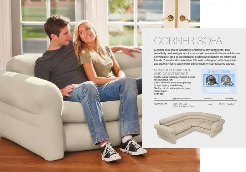 Intex Corner Sofa L-Shaped Inflatable Couch 68575