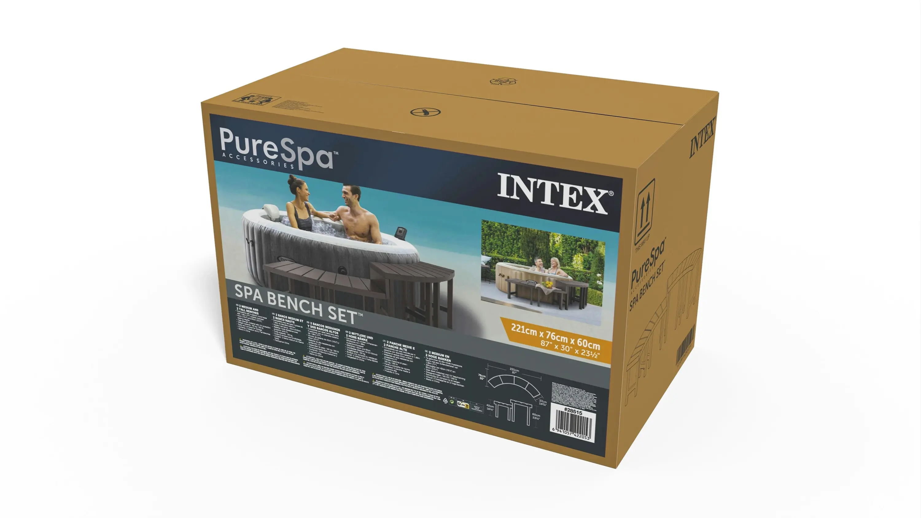 Intex Pure Spa 2 Medium And 2 Tall PureSpa Accessories Benches, Compatible w/ 4 Person Spas 28515