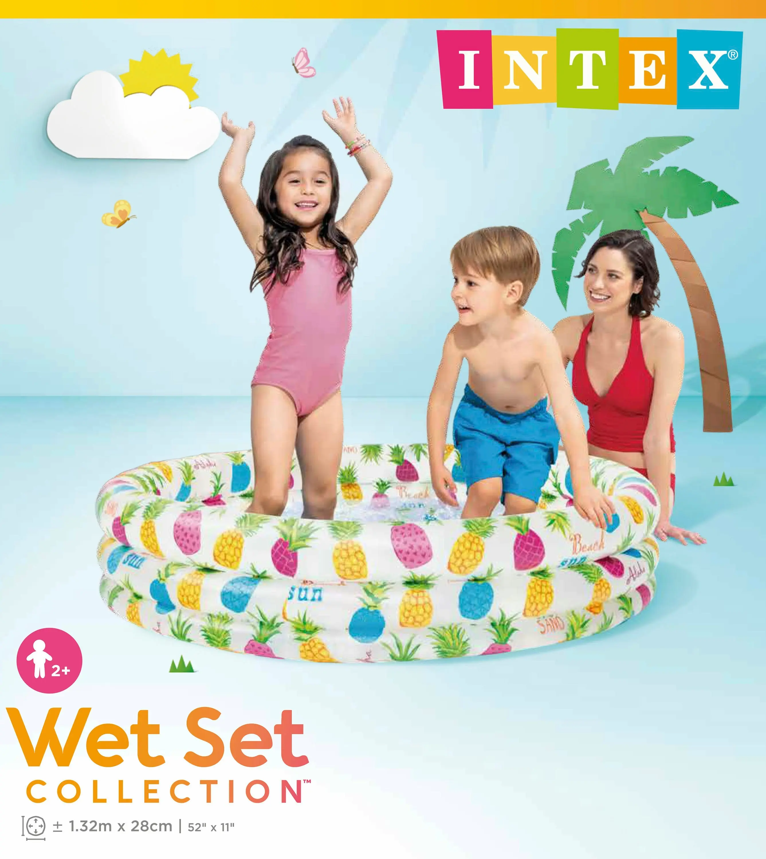 Intex 3 Ring Pineapple Splash Pool 59431 132cm