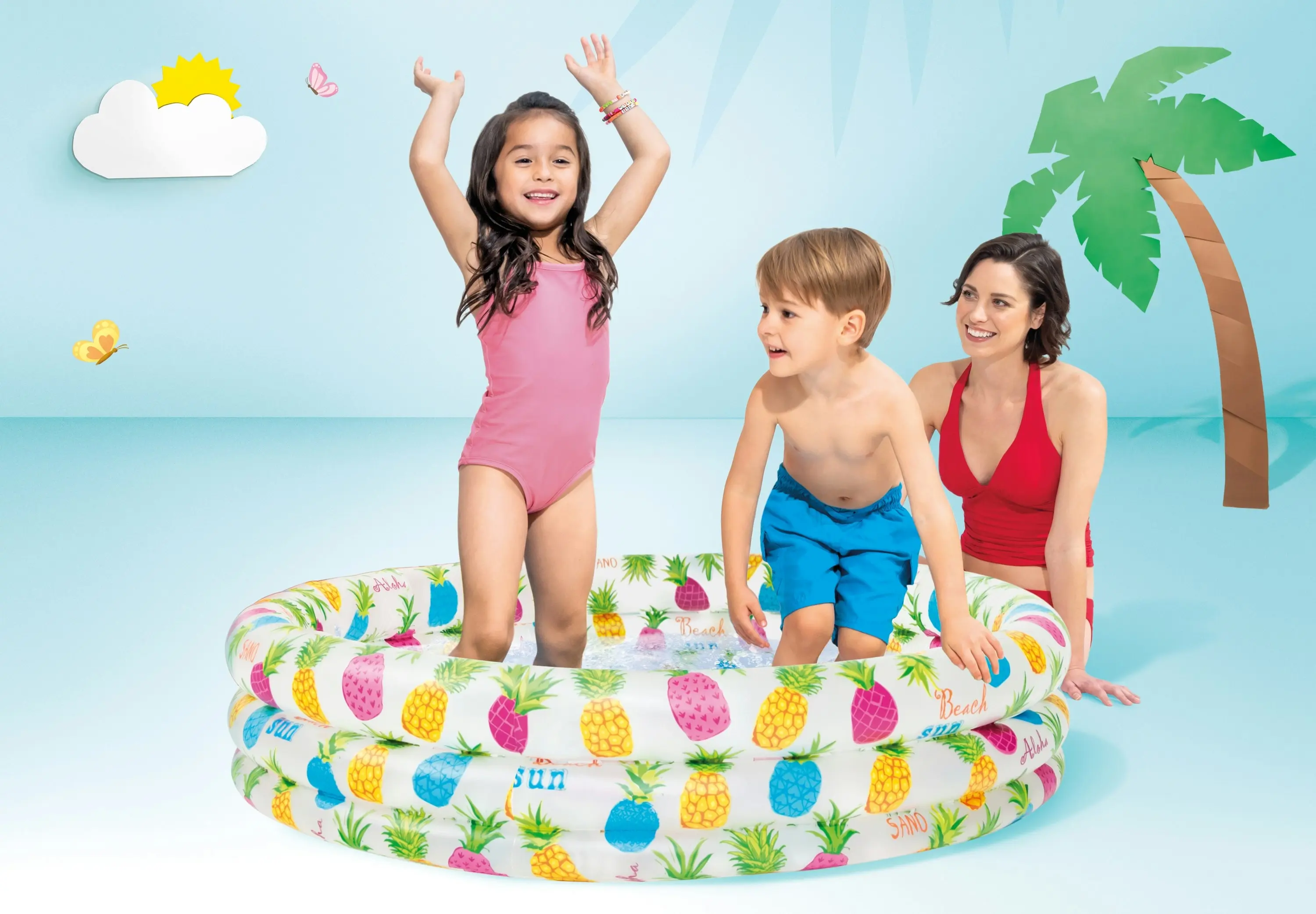 Intex 3 Ring Pineapple Splash Pool 59431 132cm