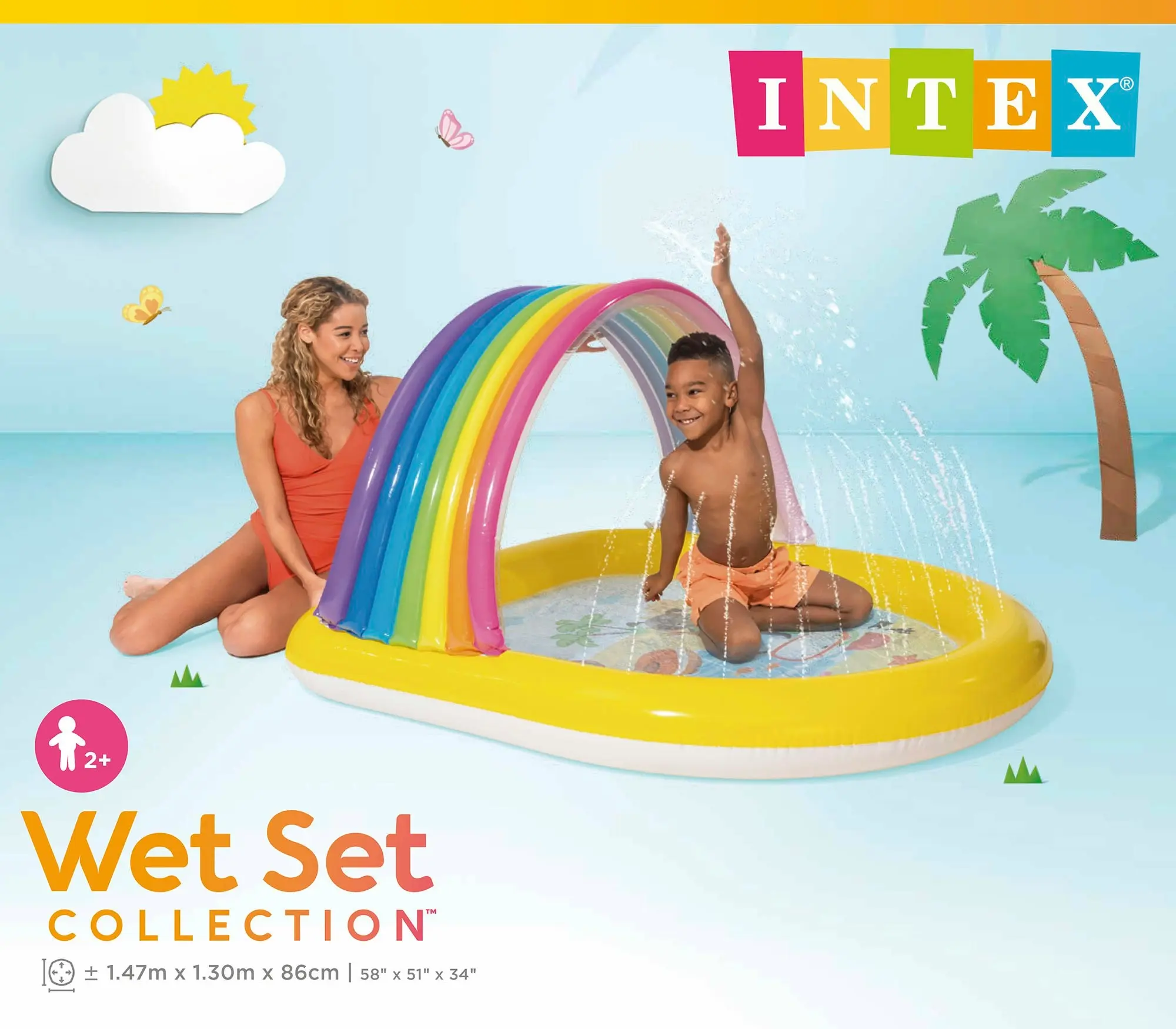 Intex Rainbow Arch Inflatable Spray Kiddie Pool 57156