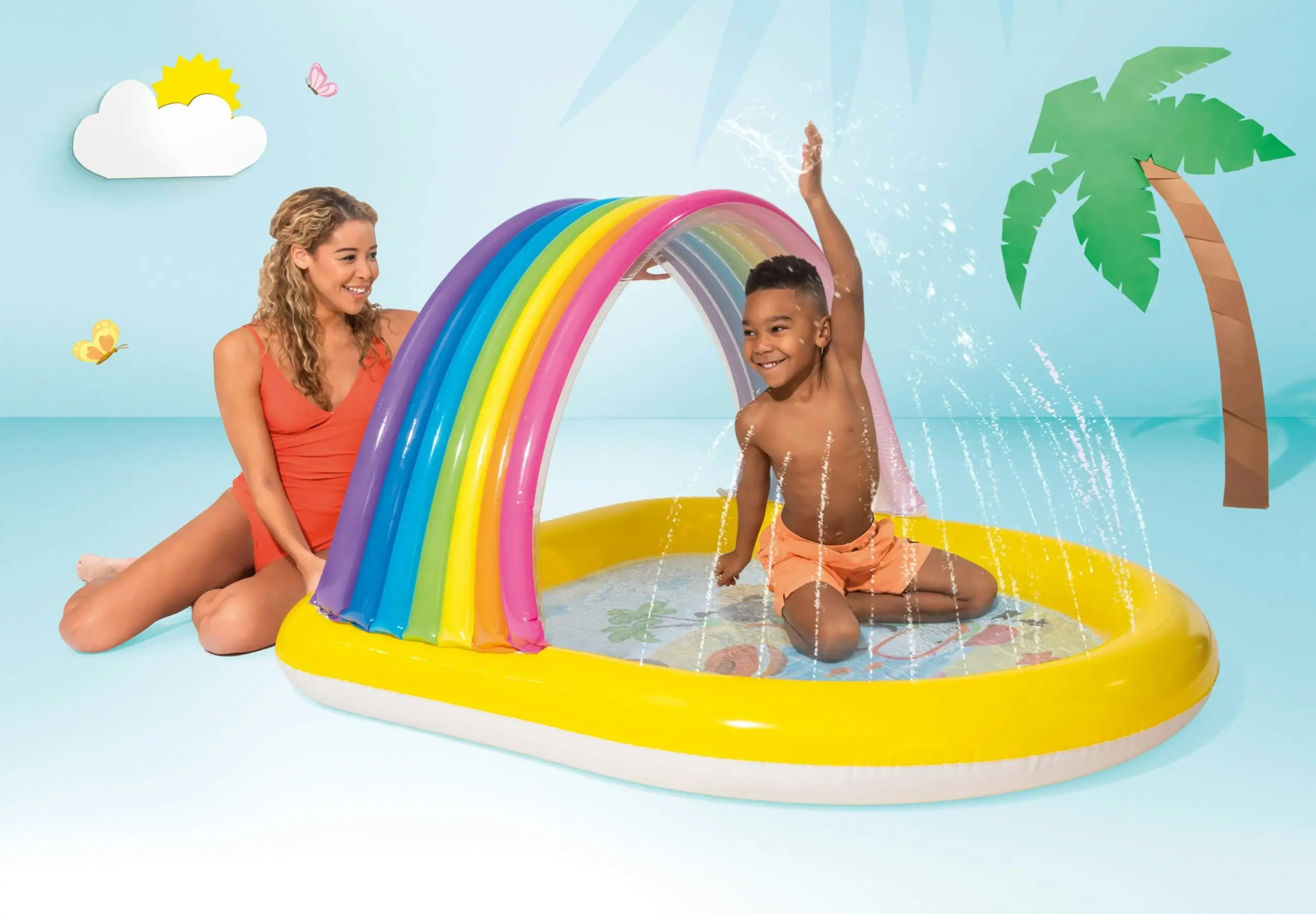 Intex Rainbow Arch Inflatable Spray Kiddie Pool 57156