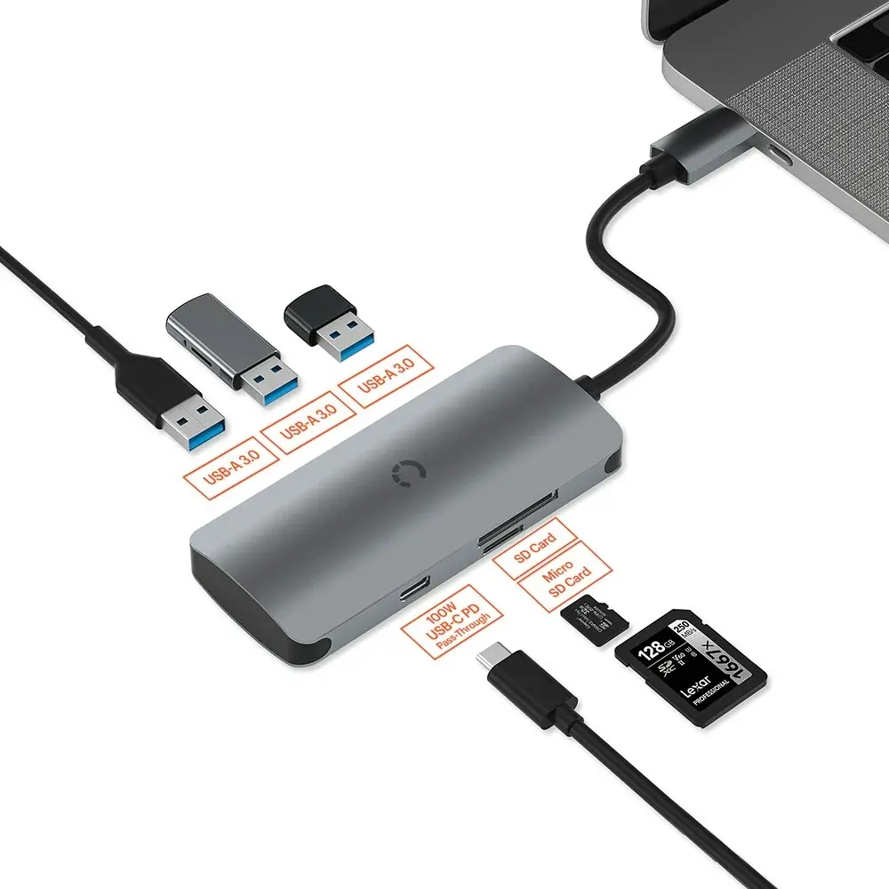 Cygnett Unite Slimmate Usb-c Hub For Charging - Black