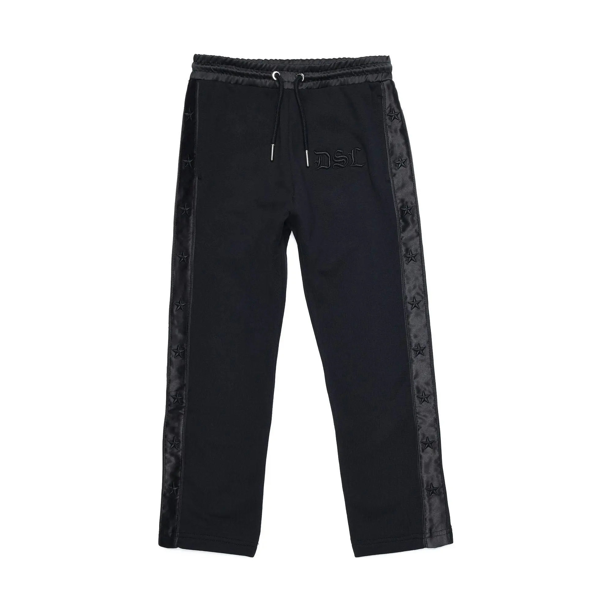 Diesel Boys Black Joggers With Elasticated Waist And Star Sides