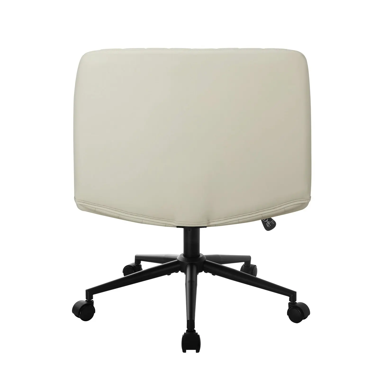 Oikiture Mid Back Armless Office Desk Chair Wide Seat with Wheels Leather Beige