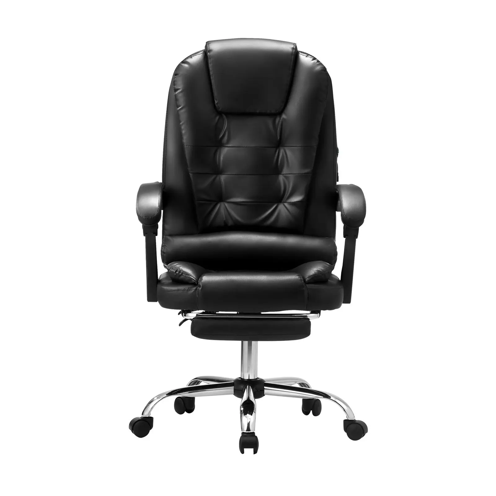 Oikiture Massage Office Chair Executive Gaming Racing Chairs PU w/Footrest Black