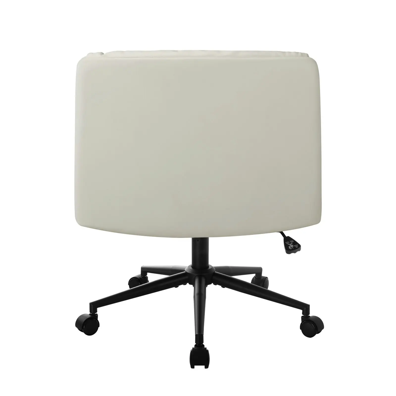 Oikiture Mid Back Armless Office Desk Chair Wide Seat Leather Beige with Wheels