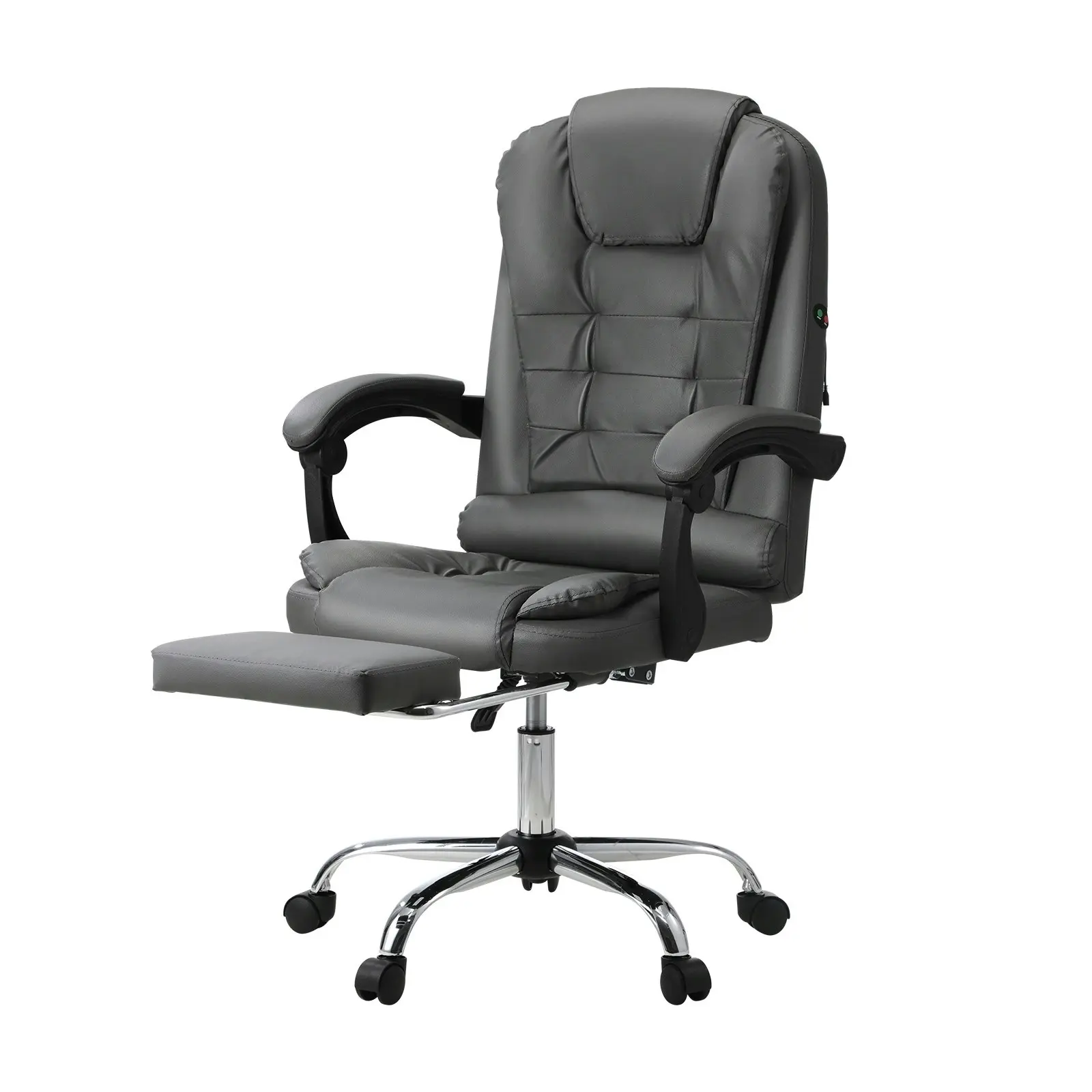 Oikiture Massage Office Chair Executive Gaming Racing Chairs PU w/ Footrest Grey