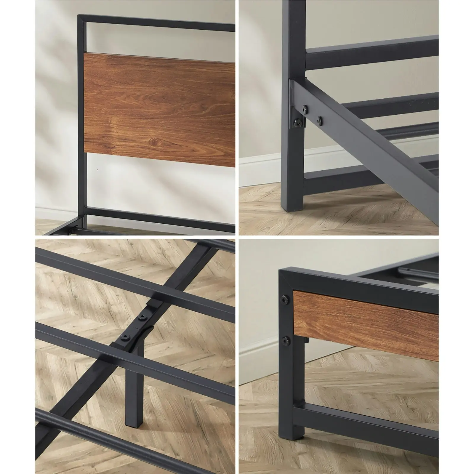 Oikiture Bed Frame Metal Bed Frame Black-Single