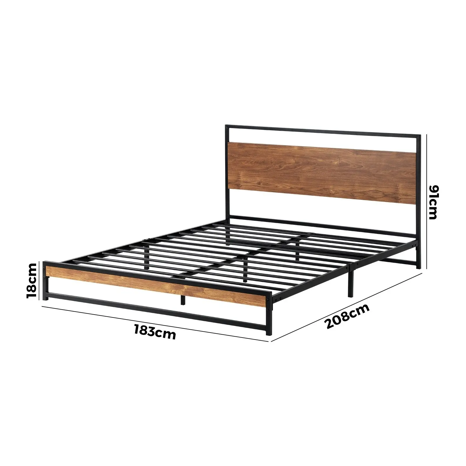 Oikiture Bed Frame Metal Bed Frame Black-King