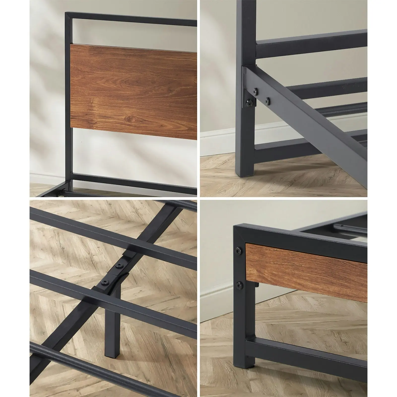 Oikiture Bed Frame Metal Bed Frame Black-King