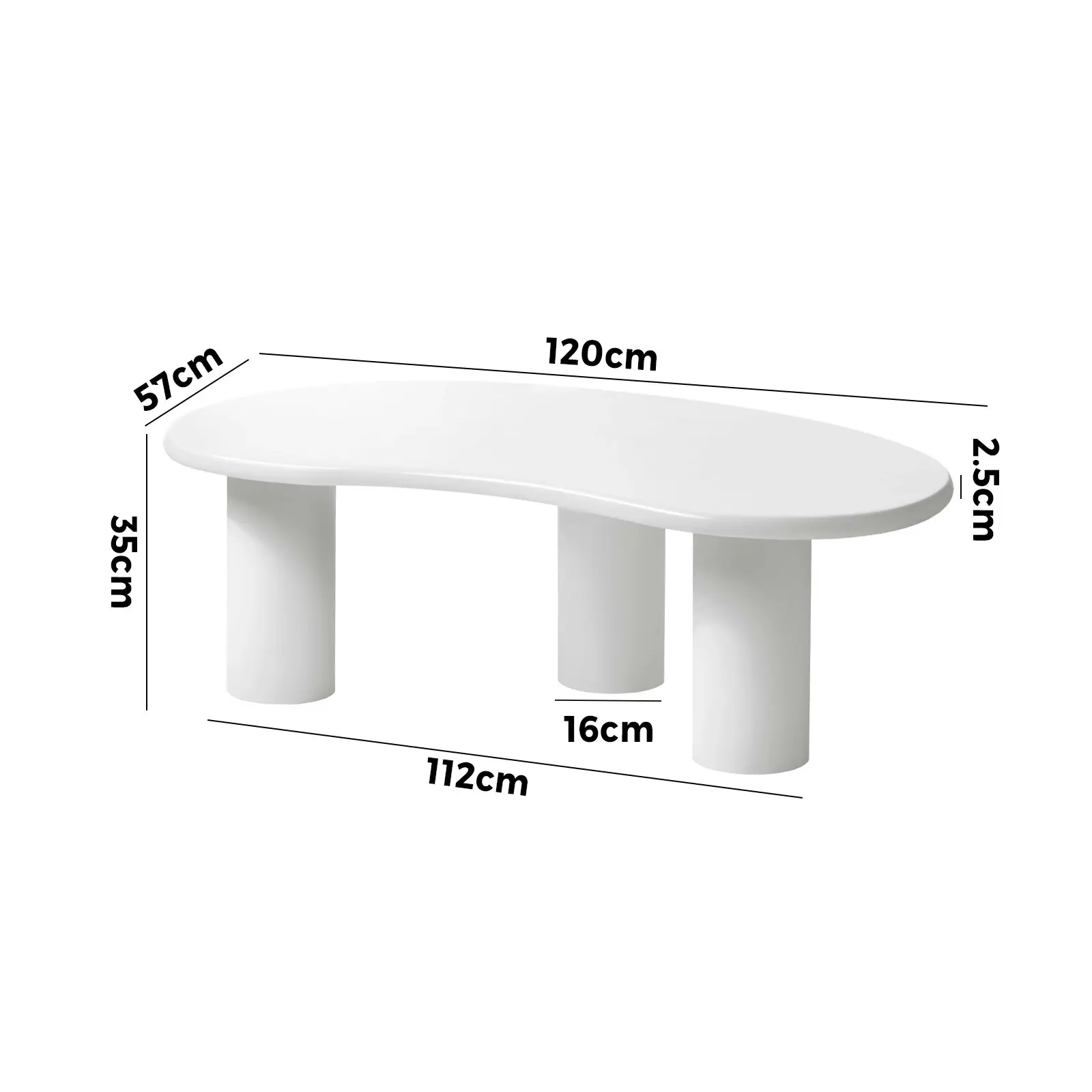 Oikiture Coffee Table Sofa Cafe Desk Side Tables Living Room Irregular White