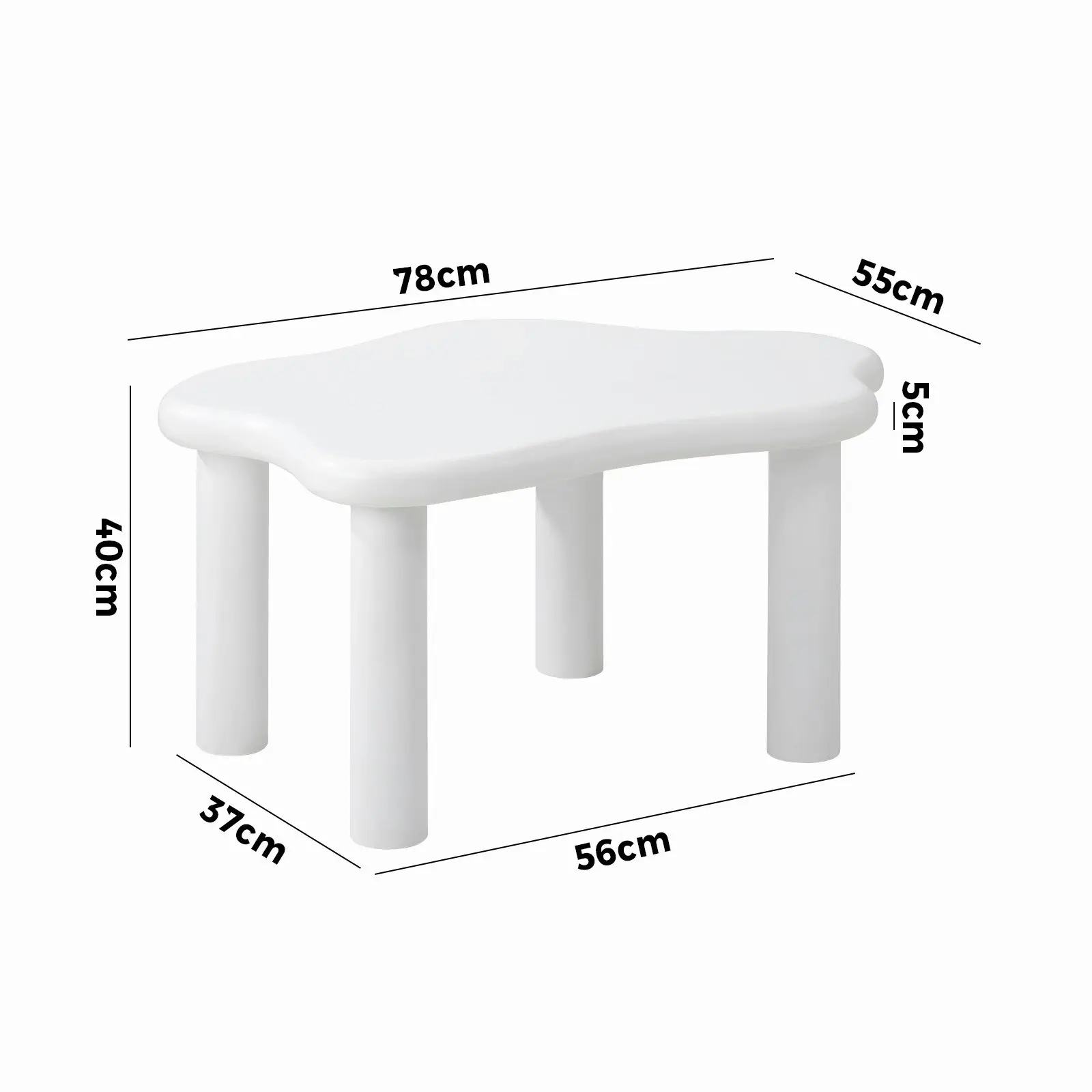 Oikiture Coffee Table Side Tables Sofa Cafe Desk Living Room White Irregular