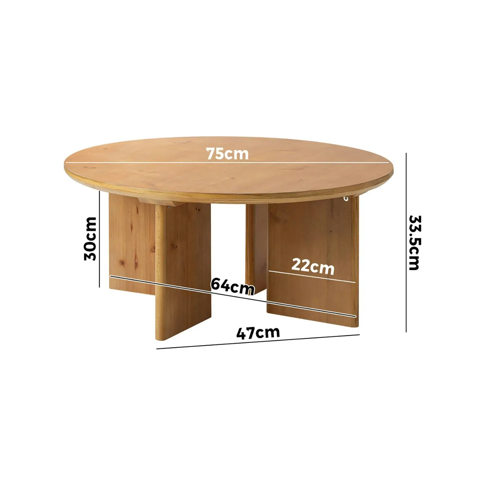 Oikiture Coffee Table Round Side End Tables Sofa Cafe Desk Wooden Natural