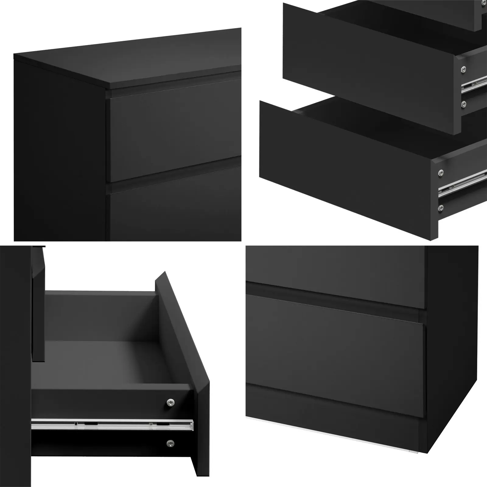 Oikiture 6 Chest of Drawers Tallboy Dresser Table Storage Cabinet Bedroom Black