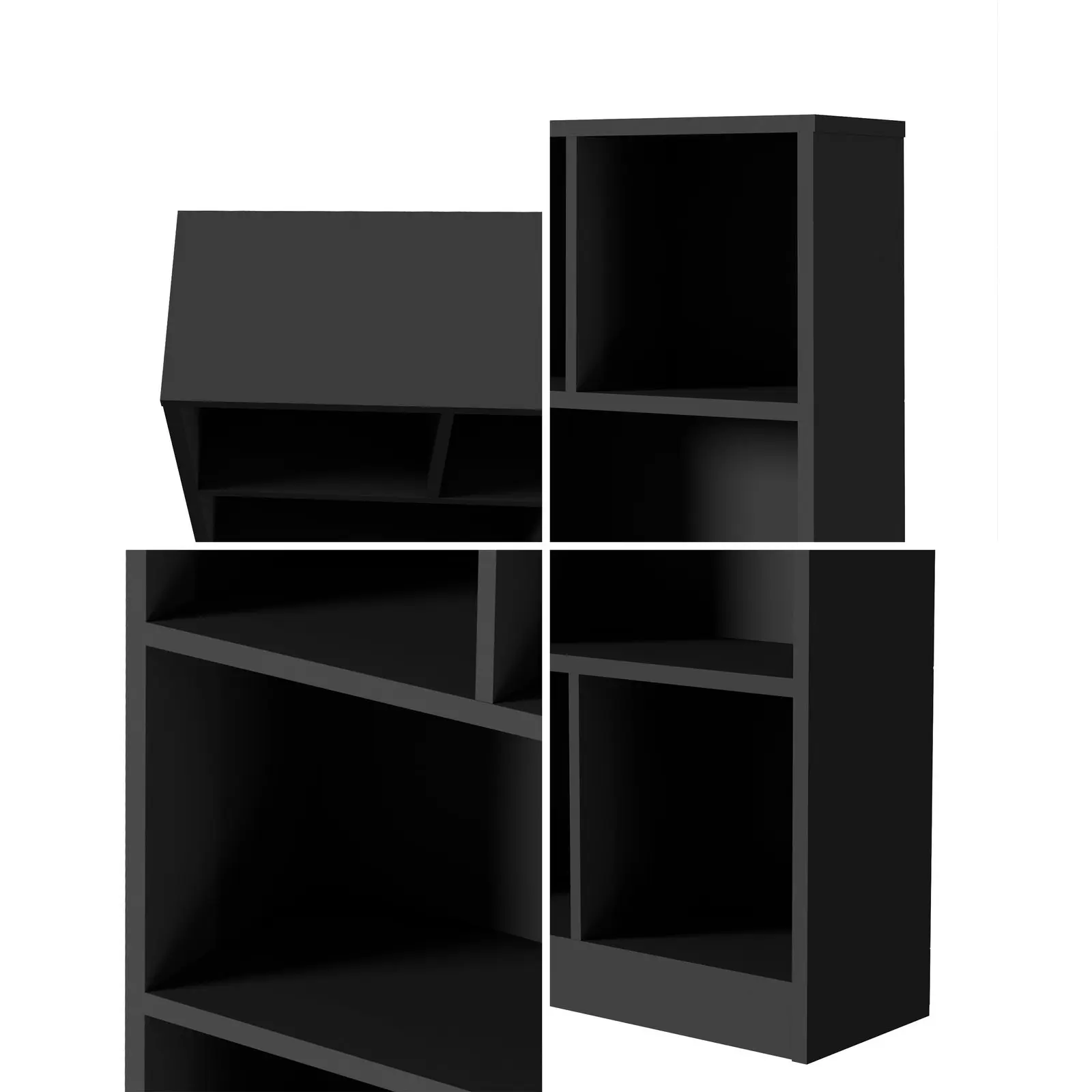 Oikiture Bookshelf Bookcase Display Shelves Unit Storage Organizer Stand Black