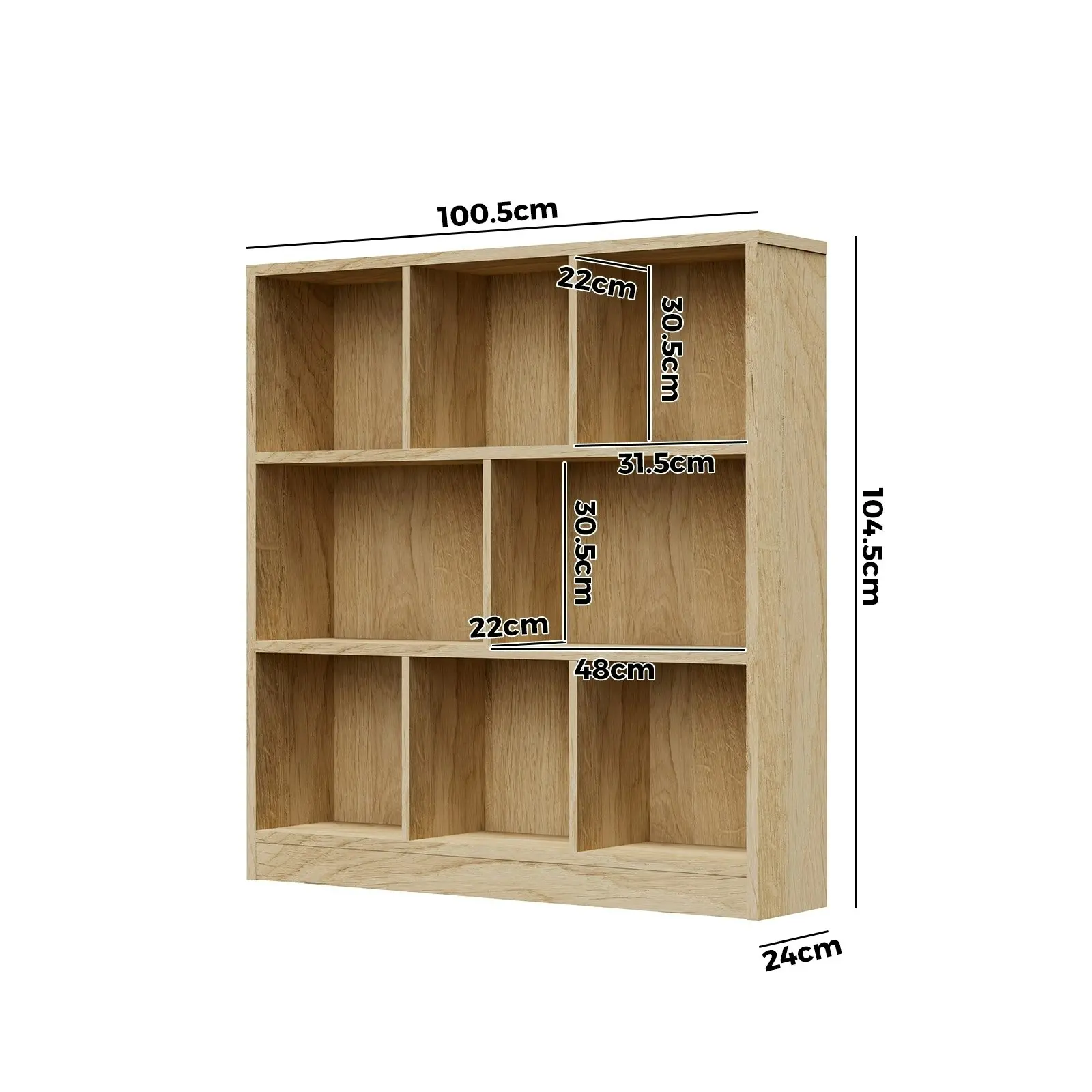 Oikiture Bookshelf Bookcase Display Shelves Unit Storage Organizer Stand Natural