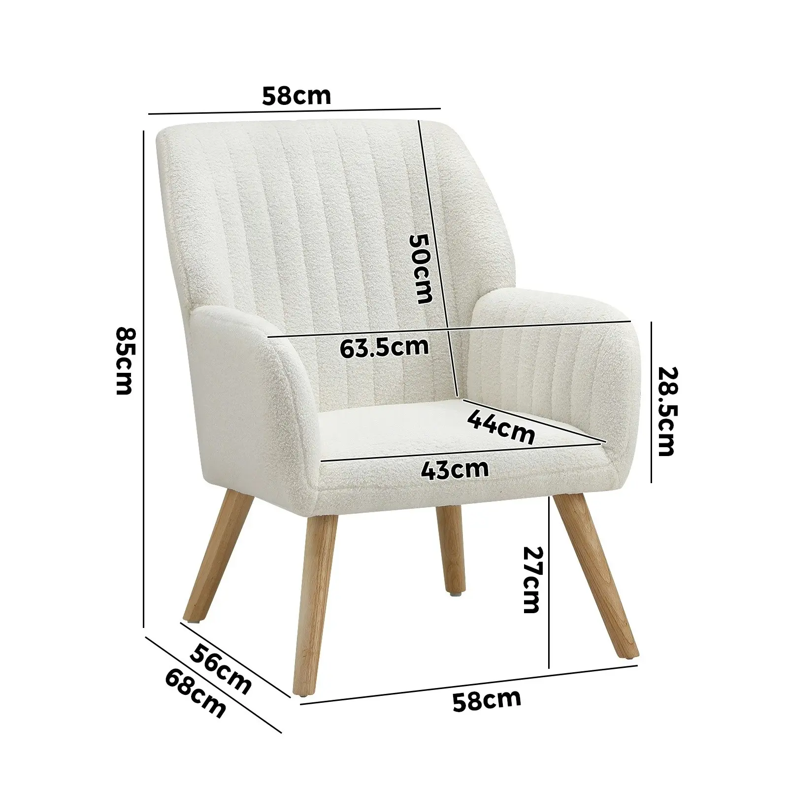 Oikiture Armchair Lounge Sofa Chair Sherpa Accent Chairs Armchairs Couches White