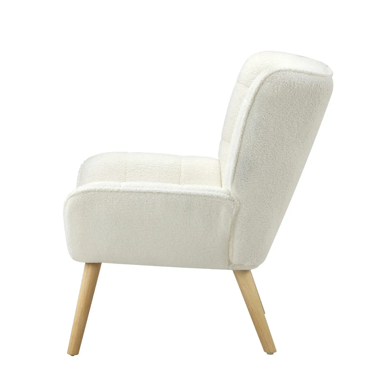 Oikiture Armchair Accent Chairs Sofa Lounge Sherpa Upholstered Tub Chair White