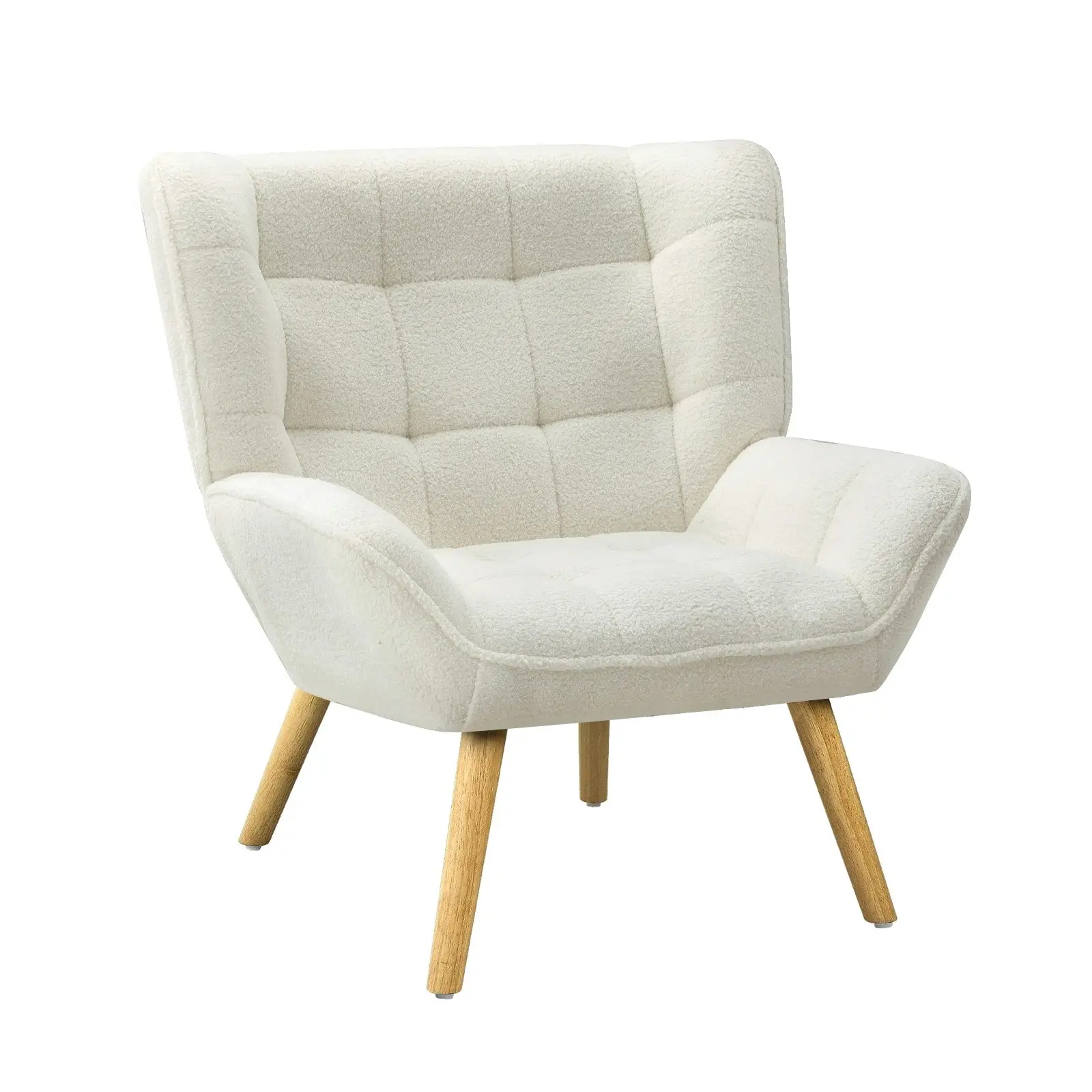 Oikiture Armchair Accent Chairs Sofa Lounge Sherpa Upholstered Tub Chair White