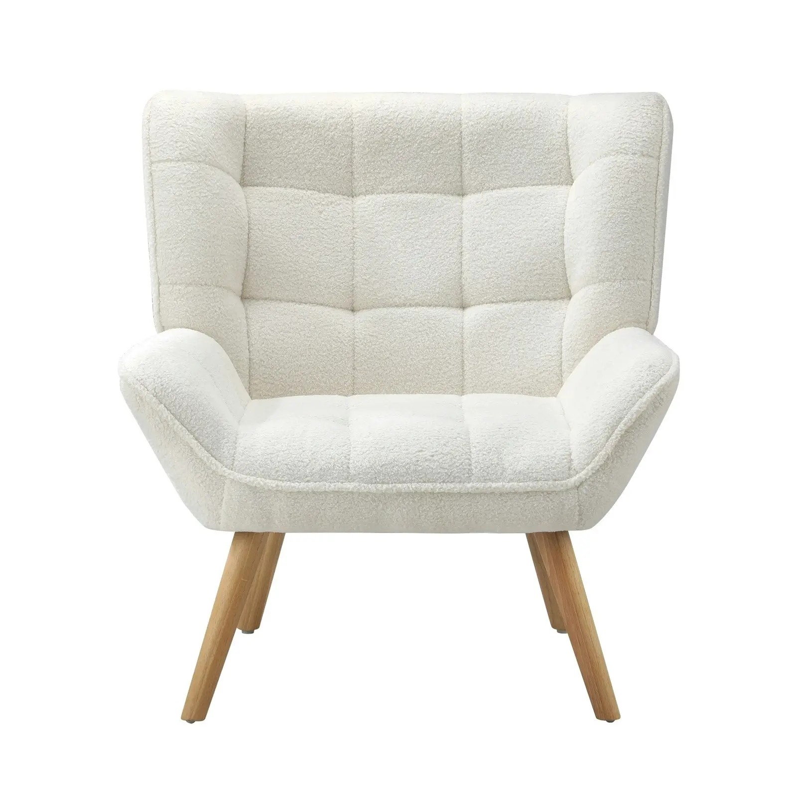 Oikiture Armchair Accent Chairs Sofa Lounge Sherpa Upholstered Tub Chair White